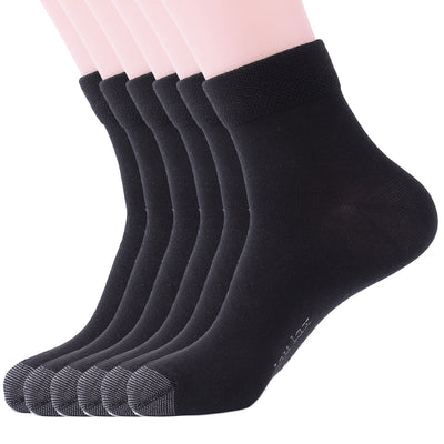 6 pares de calcetines con puntera lisos y sin costuras de algodón peinado de la mejor calidad, negro, set de regalo 