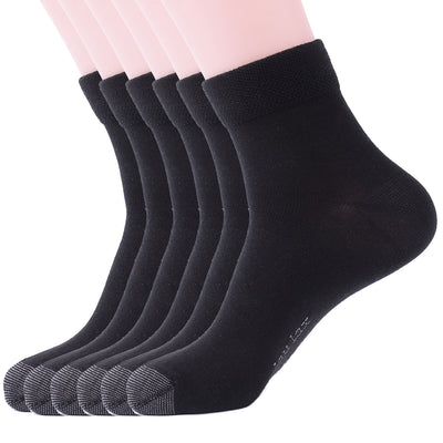 6 Pairs Finest Combed Cotton Smooth Seamless Toe Socks, Black, Gift Set