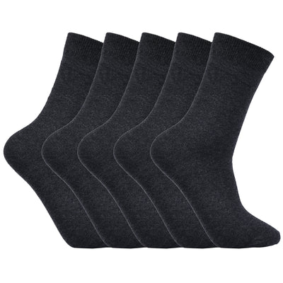 Laulax 5 Pairs Finest Combed Cotton Smooth Seamless Toe Boys School Socks