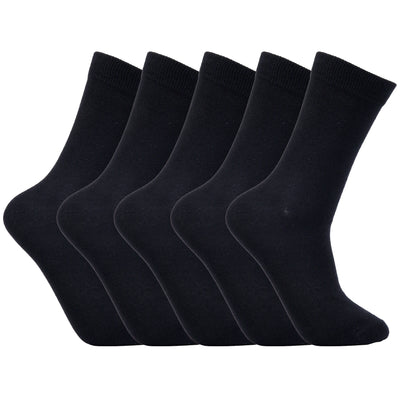 Laulax 5 pares de calcetines escolares para niños, de algodón peinado, lisos y sin costuras