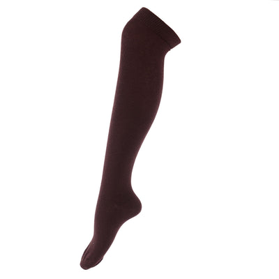 Finest Combed Cotton Thigh High Socks - Coffee