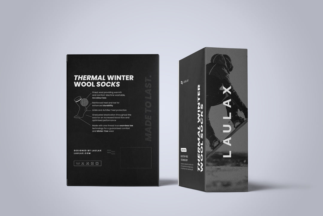 Laulax Femme 2 Paires de Chaussettes de Ski en Laine Mérinos de Haute Qualité, Coffret Cadeau, Taille UK 3 - 7 / Europe 36 - 40, Noir, Rose