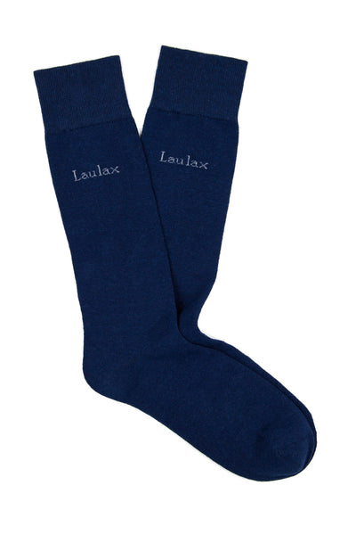 4 pares de calcetines de negocios con punta lisa y sin costuras de algodón peinado de la mejor calidad, azul marino, set de regalo 