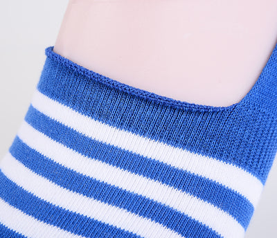 2 pares de calcetines invisibles de algodón peinado fino a rayas azul