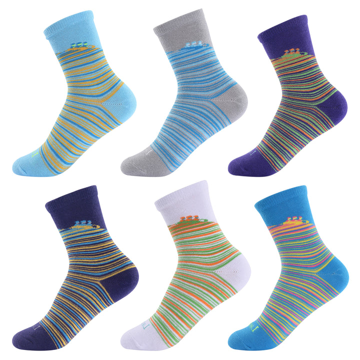 Laulax 6 paires de chaussettes pour enfants en coton peigné, taille UK Kids 9-11,5/Europe 27-30, coffret cadeau